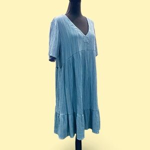Emery Rose Blue Midi V-Neck Relaxed Dress XXL